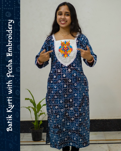 Batik Kurti with Pecha Embroidery image