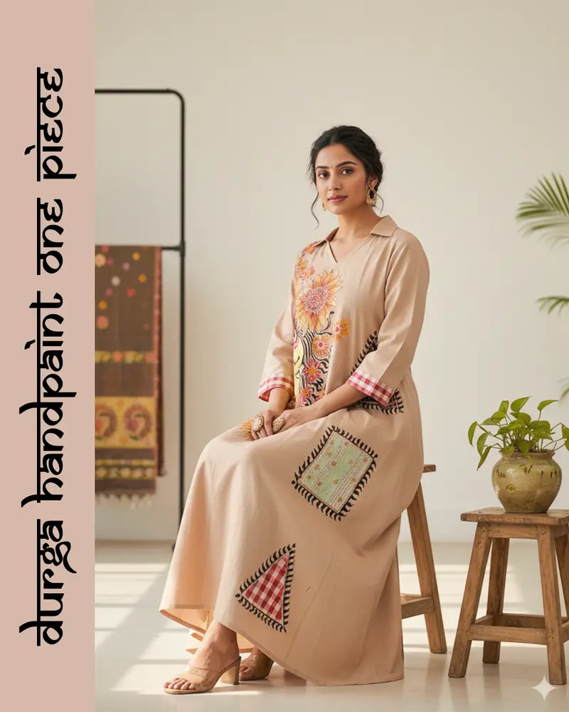 handpainted maa durga dress with collar