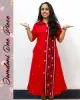 red jamdani one piece dress with black buti work