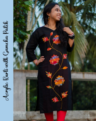 Acrylic Kurti with Gamcha Patch Work image