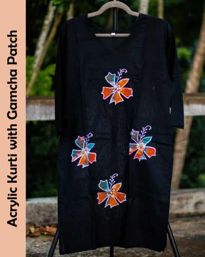 Acrylic Kurti with Gamcha Patch Work image