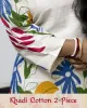 Woman wearing khadi cotton floral co-ord set – Indian summer outfit by SutiSaaj