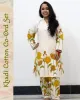 Woman wearing khadi cotton floral co-ord set – Indian summer outfit by SutiSaaj