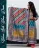 Model wearing Tissue Silk Three Piece Set with mirror work and dupatta
