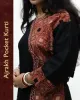 Woman wearing black pure cotton Angrakha kurti with Ajrakh block print, designed cuffs, side pocket, and decorative front buttoned pocket – SutiSaaj.