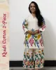 Woman wearing khadi cotton floral co-ord set – Indian summer outfit by SutiSaaj