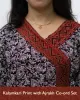 Woman wearing pure cotton Kalamkari print co-ord set with Ajrakh work and Angrakha pattern from SutiSaaj.