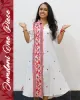 white jamdani one piece dress with red buti work