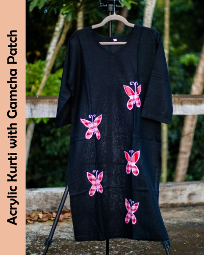 Acrylic Kurti with Gamcha Patch Work image