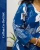 Blue floral pure cotton co-ord set for women with lace v-neck, matching pants, and side pocket – SutiSaaj