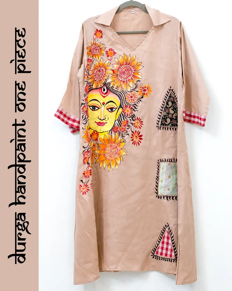 handpainted maa durga dress with collar