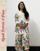 Woman wearing khadi cotton floral co-ord set – Indian summer outfit by SutiSaaj