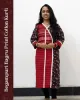 Woman wearing Begampuri Bagru Print Cotton Kurti with lace detailing