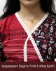 Woman wearing Begampuri Bagru Print Cotton Kurti with lace detailing