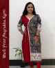 Woman wearing Warli Print Angrakha Kurti with lace detailing and side pockets