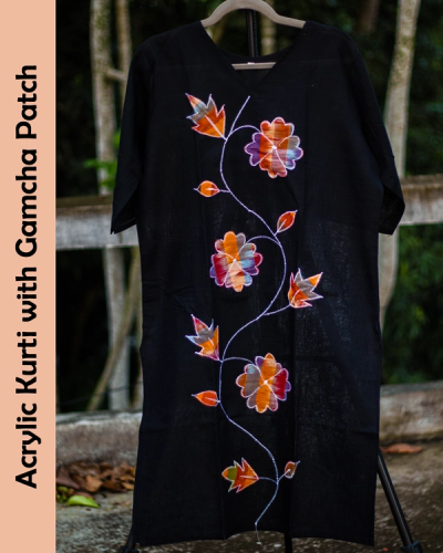 Acrylic Kurti with Gamcha Patch Work image