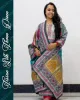 Model wearing Tissue Silk Three Piece Set with mirror work and dupatta