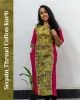 Woman wearing pink sequin thread cotton kurti styled for daily elegance