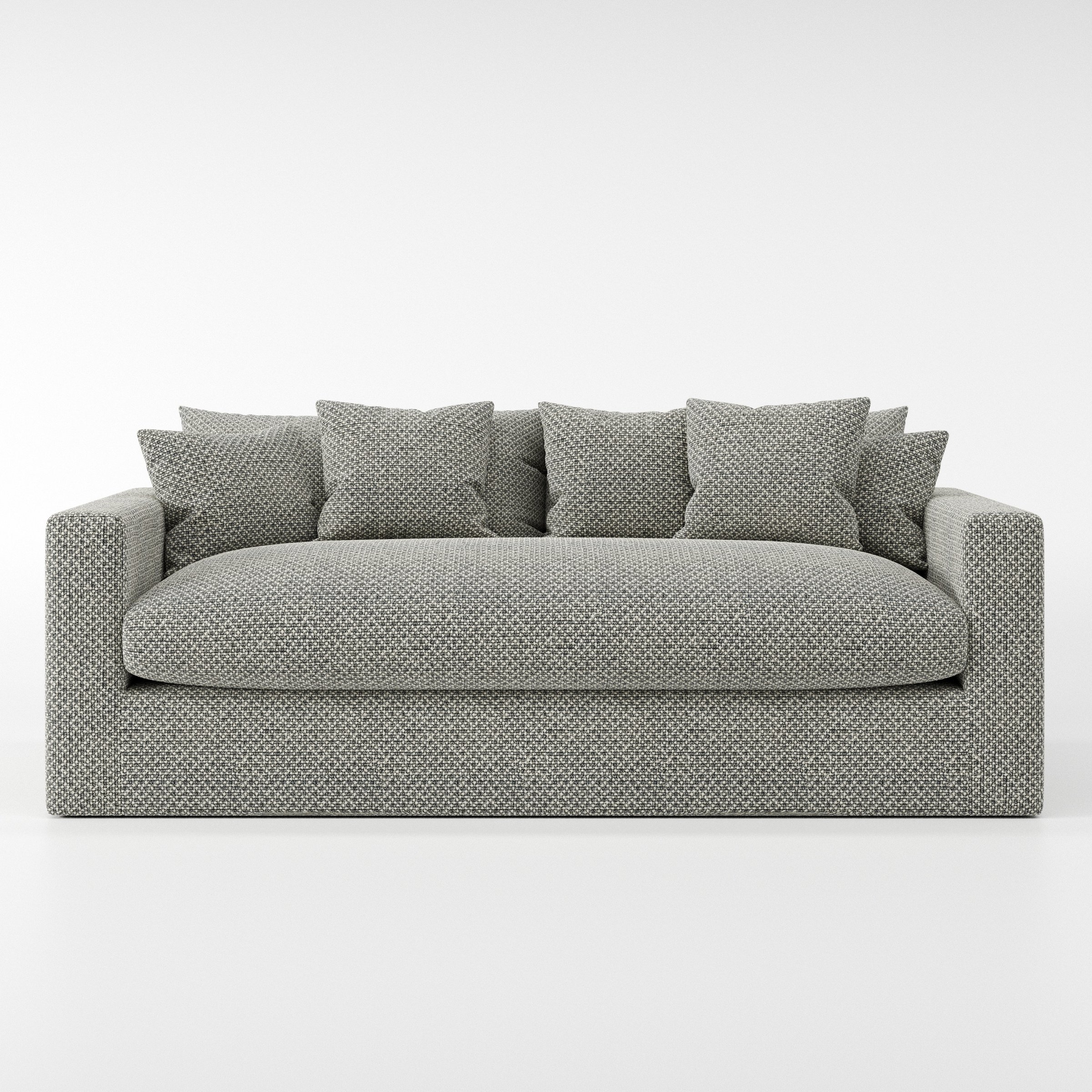 Coniston sofa in Rousay Wool Blend Tar and Chalk shown front-on against a neutral studio backdrop.