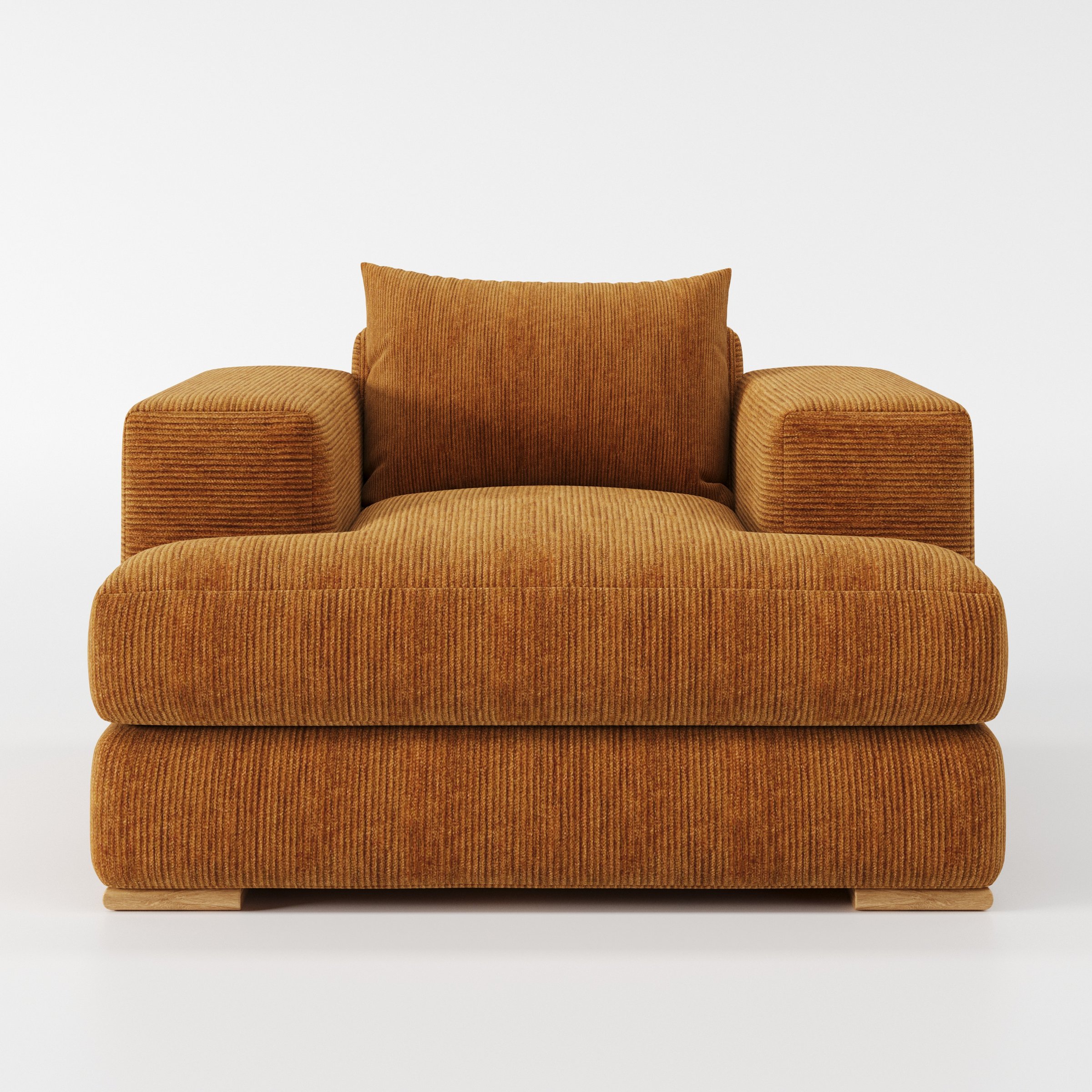 Fane armchair in Caldey Velvet Corduroy Tobacco shown front-on against a neutral studio backdrop.