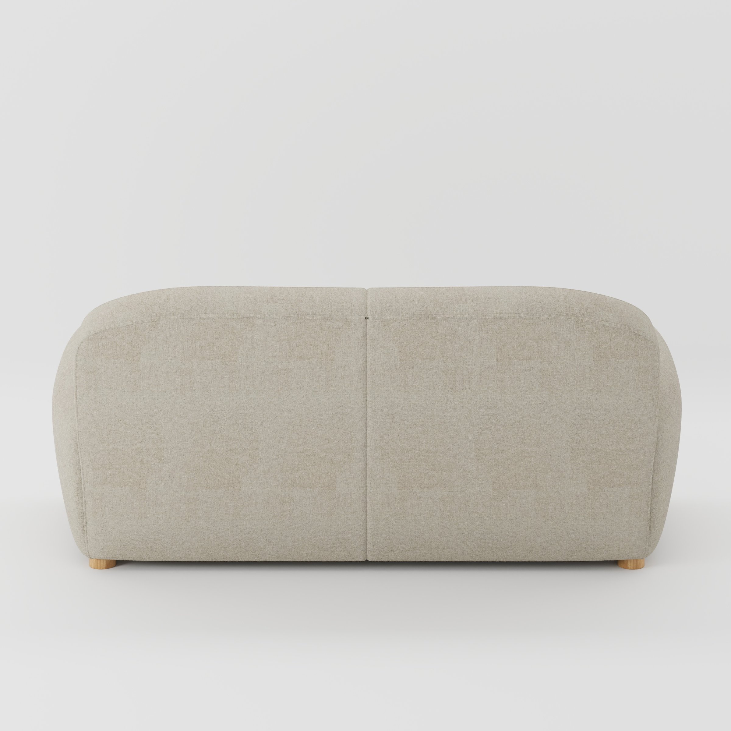 Fergus sofa in Alderney Linen Oatmeal shown from the rear highlighting back cushions and upholstery finish.