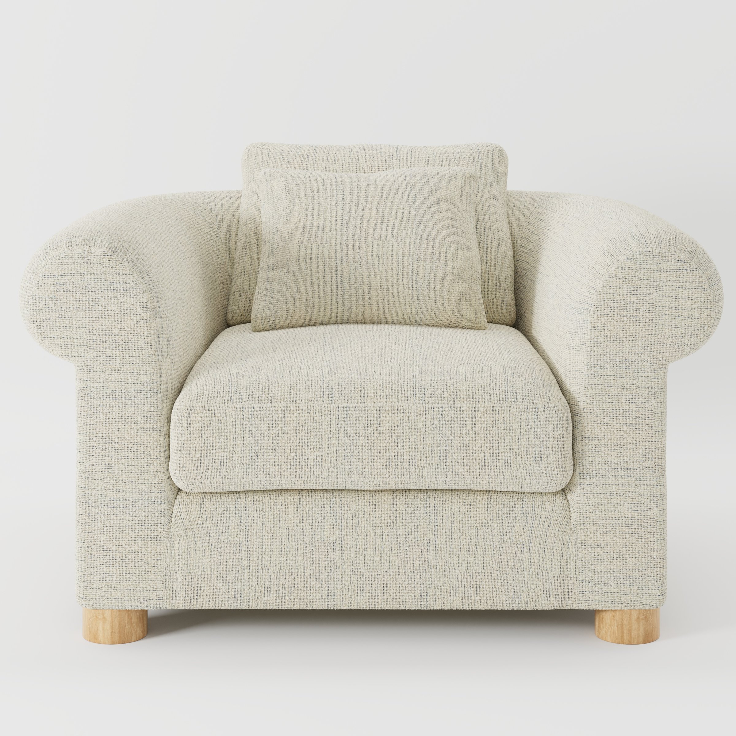 Windermere armchair in Orsay Boucle Cream and Marine shown front-on against a neutral studio backdrop.