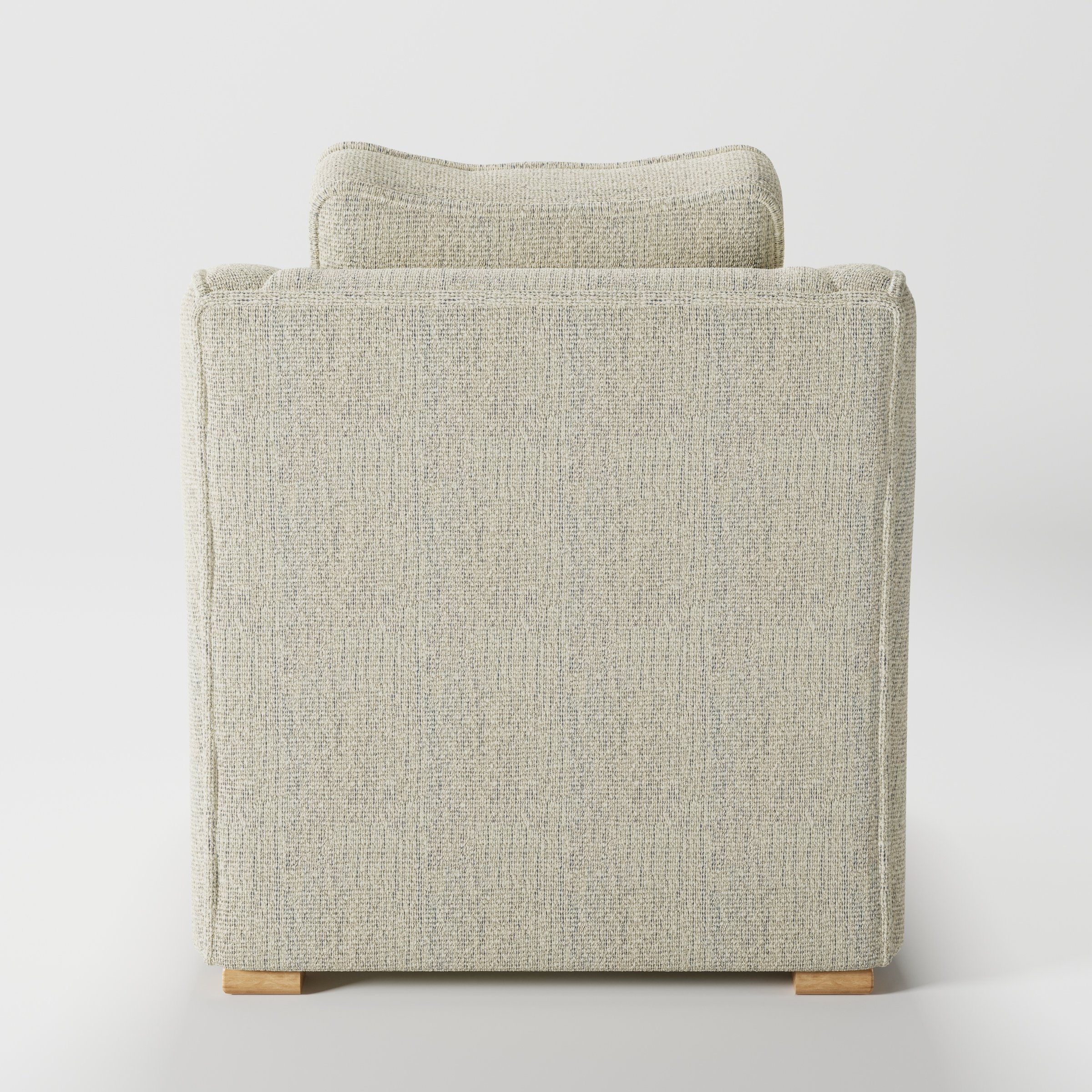 Cashel armchair in Orsay Boucle Cream and Marine shown from the rear highlighting backrest shape and upholstery finish.