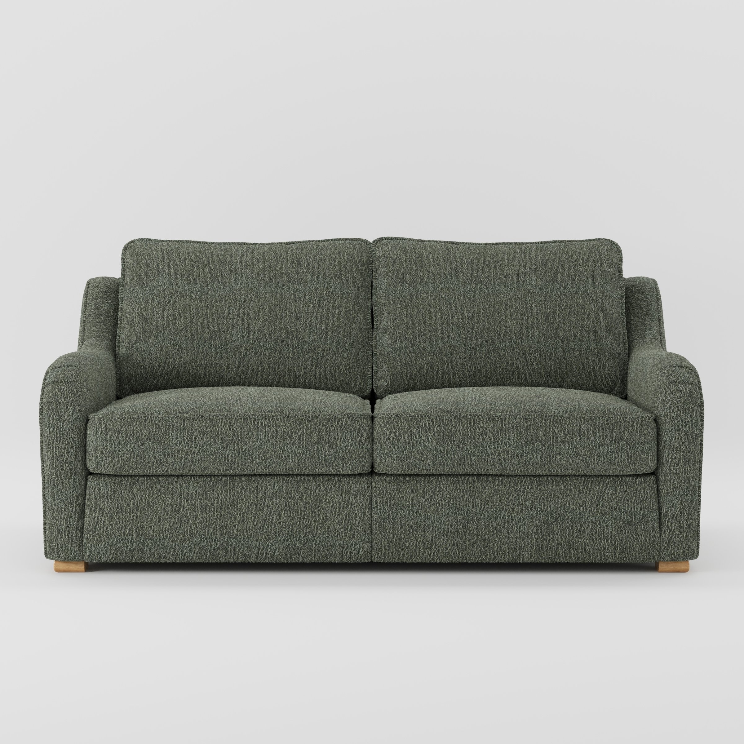 Cashel sofa in Kilda Boucle Moss shown front-on against a neutral studio backdrop.