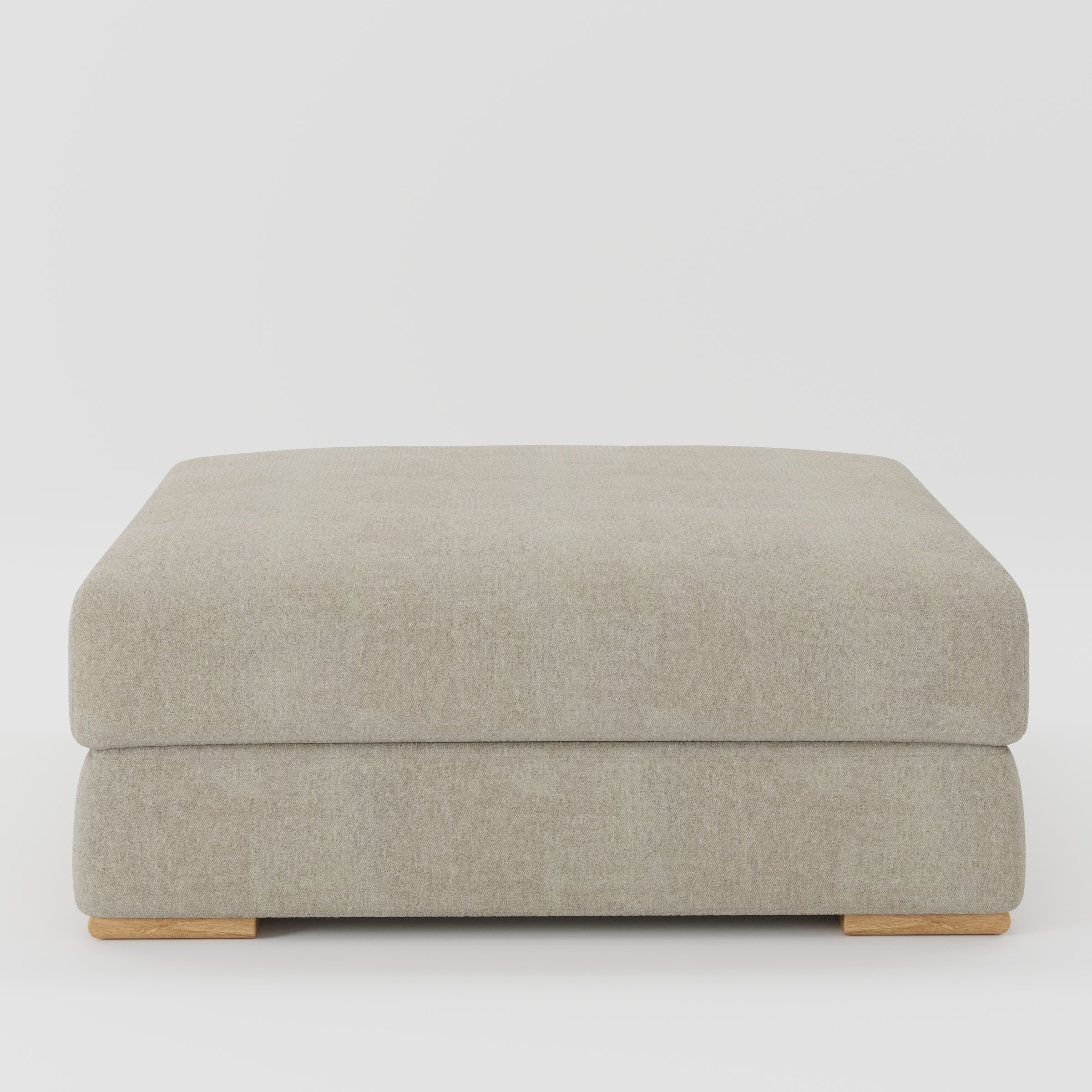 Darwell footstool in Alderney Linen Oatmeal shown front-on against a neutral studio backdrop.