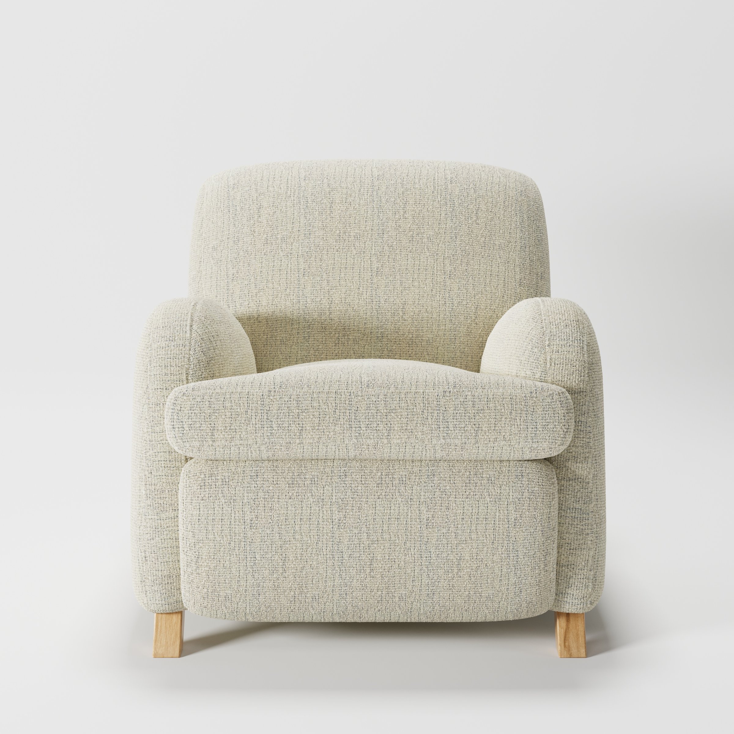 Rye armchair in Orsay Boucle Cream and Marine shown front-on against a neutral studio backdrop.