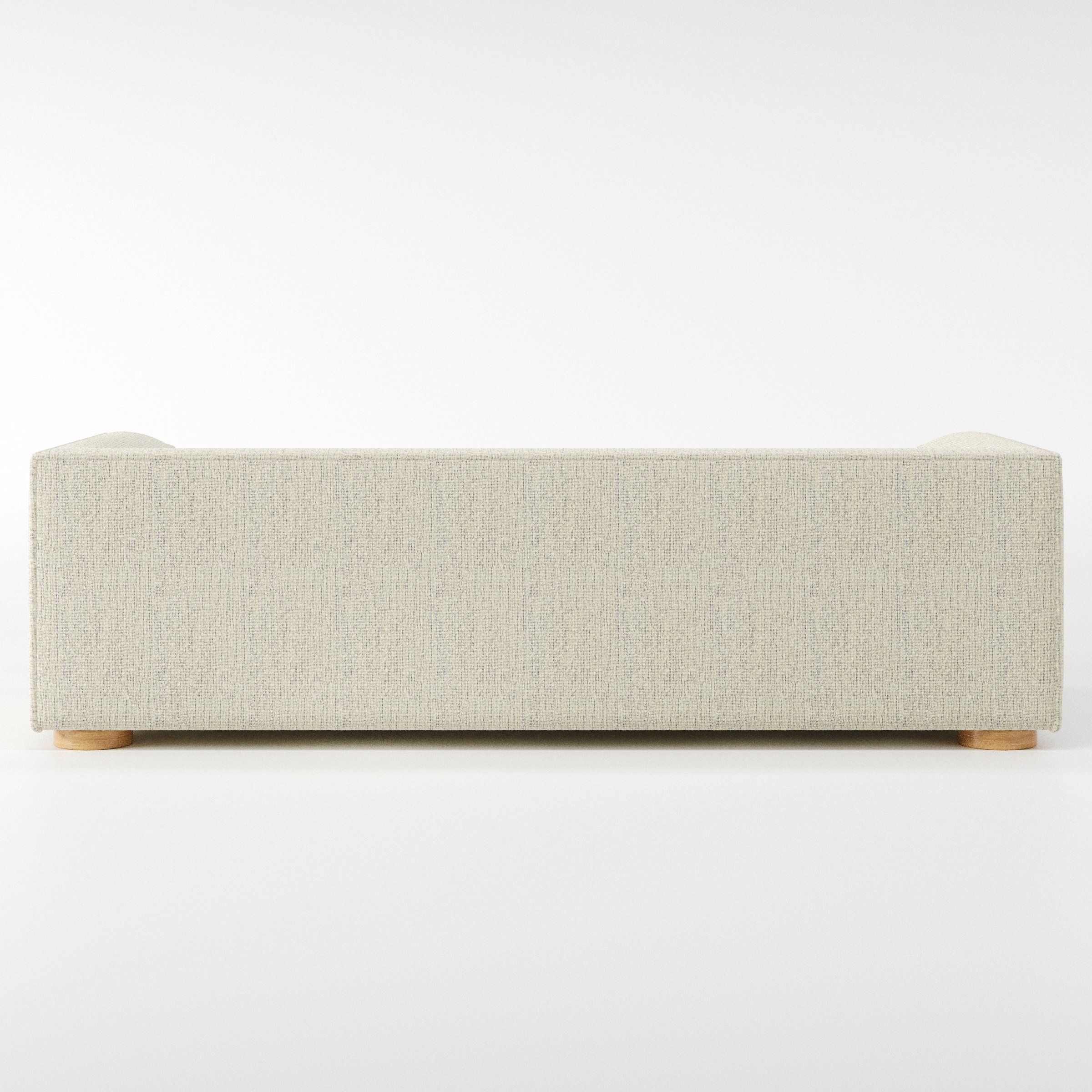 Feale sofa in Orsay Boucle Cream and Marine shown from the rear highlighting back cushions and upholstery finish.