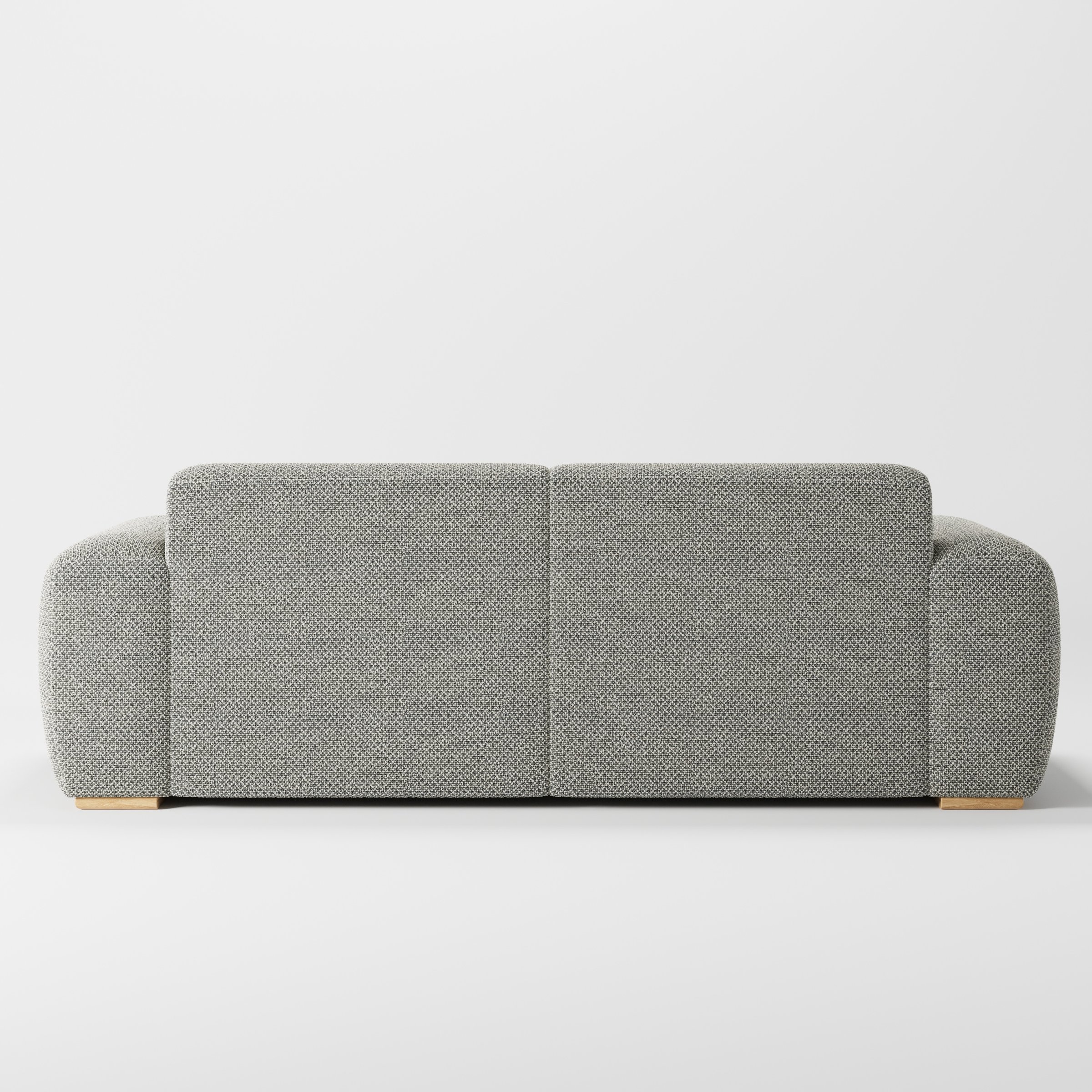 Darwell sofa in Rousay Wool Blend Tar and Chalk shown from the rear highlighting back cushions and upholstery finish.