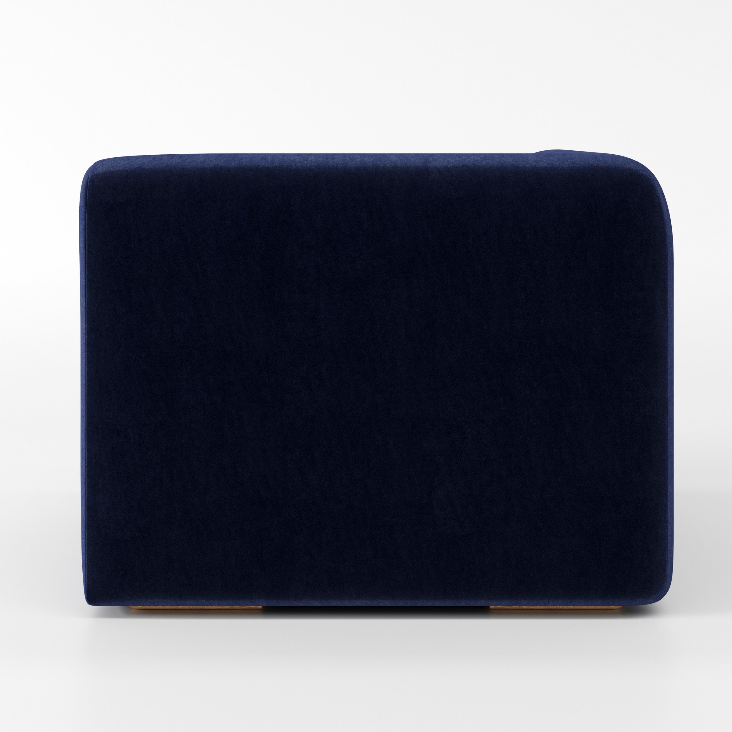 Drumquin modular sofa corner unit in Noss Velvet Navy shown from the rear highlighting its clean, fully upholstered back.
