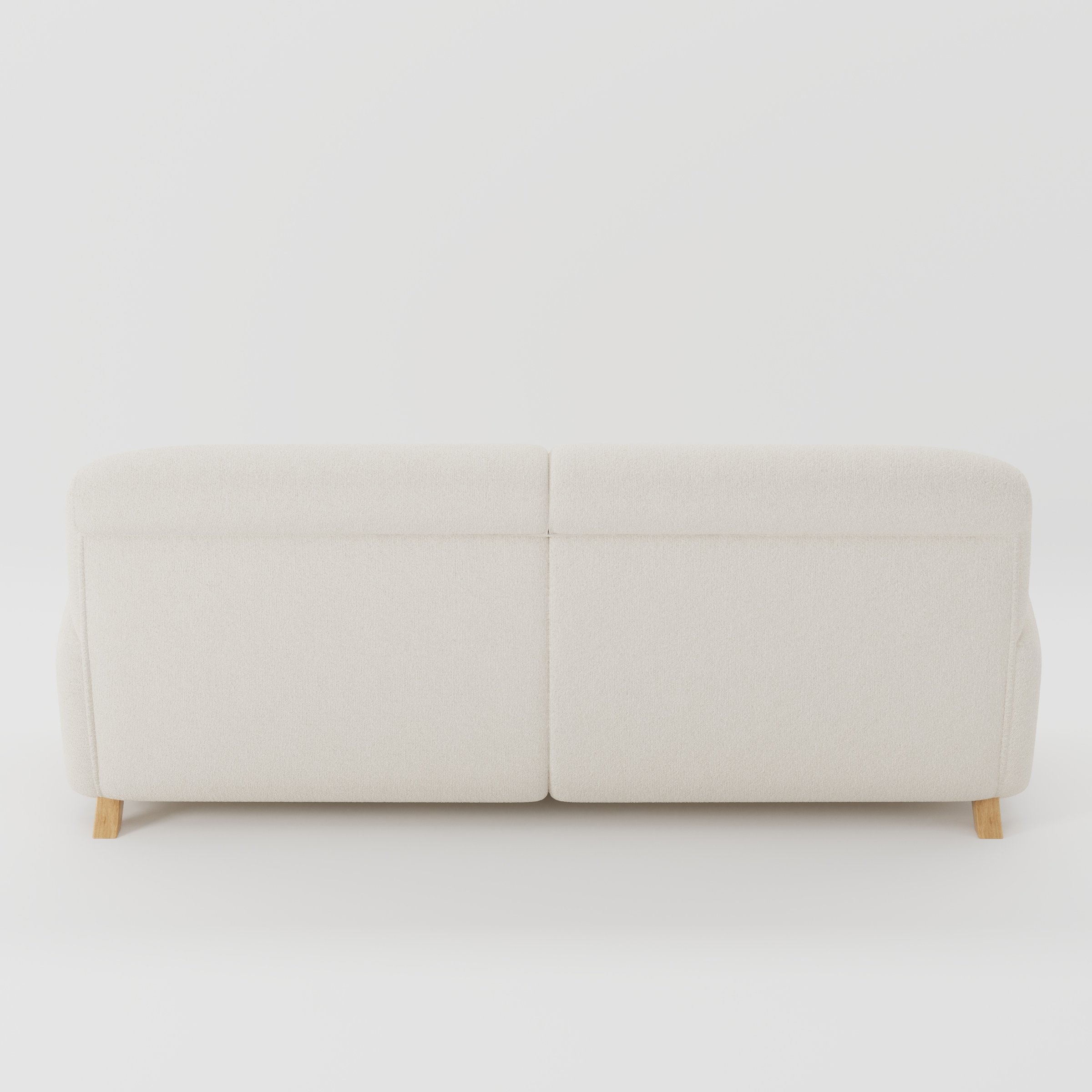 Rye sofa in Kilda Boucle Cream shown from the rear highlighting back cushions and upholstery finish.