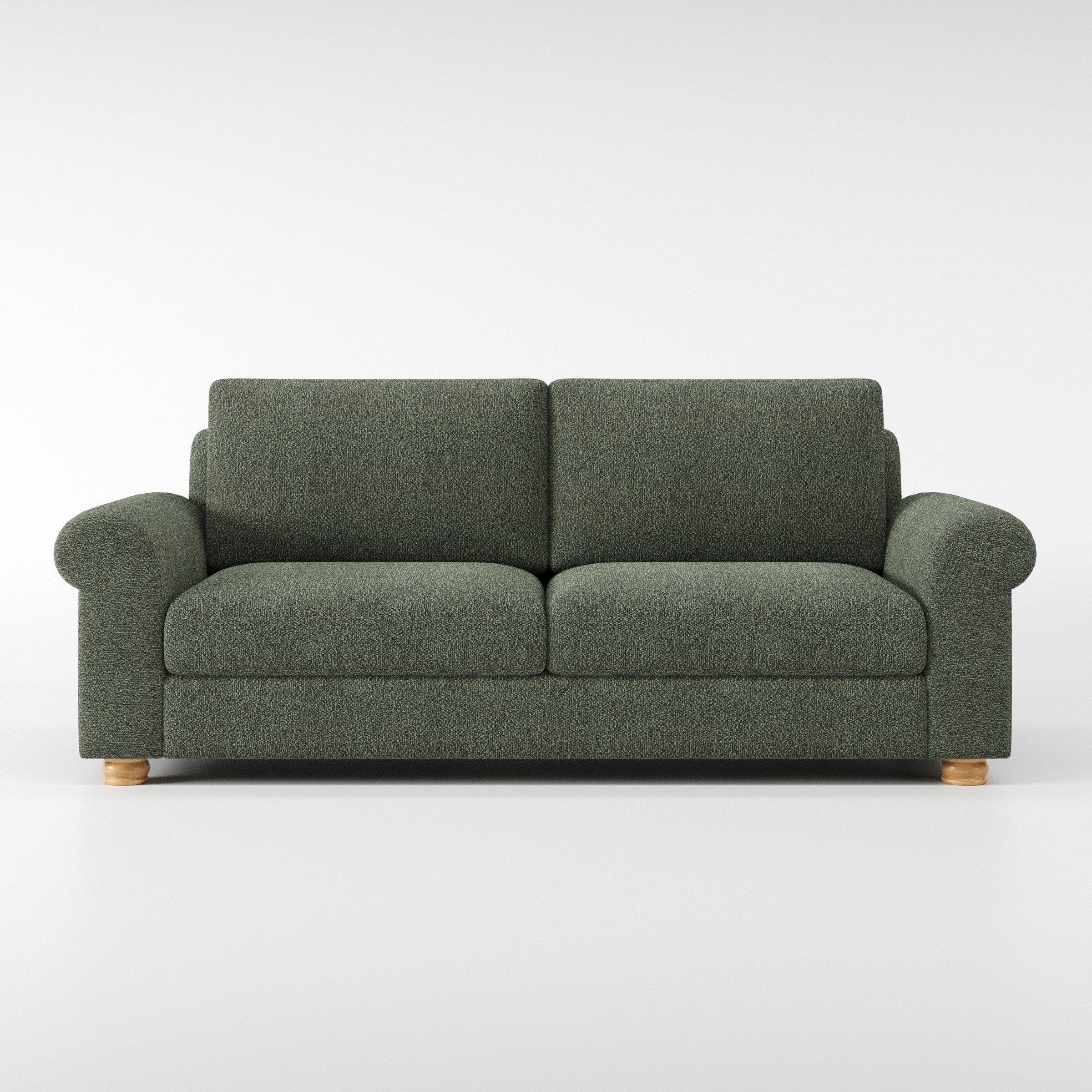 Anna Lee sofa in Kilda Boucle Moss shown front-on against a neutral studio backdrop.