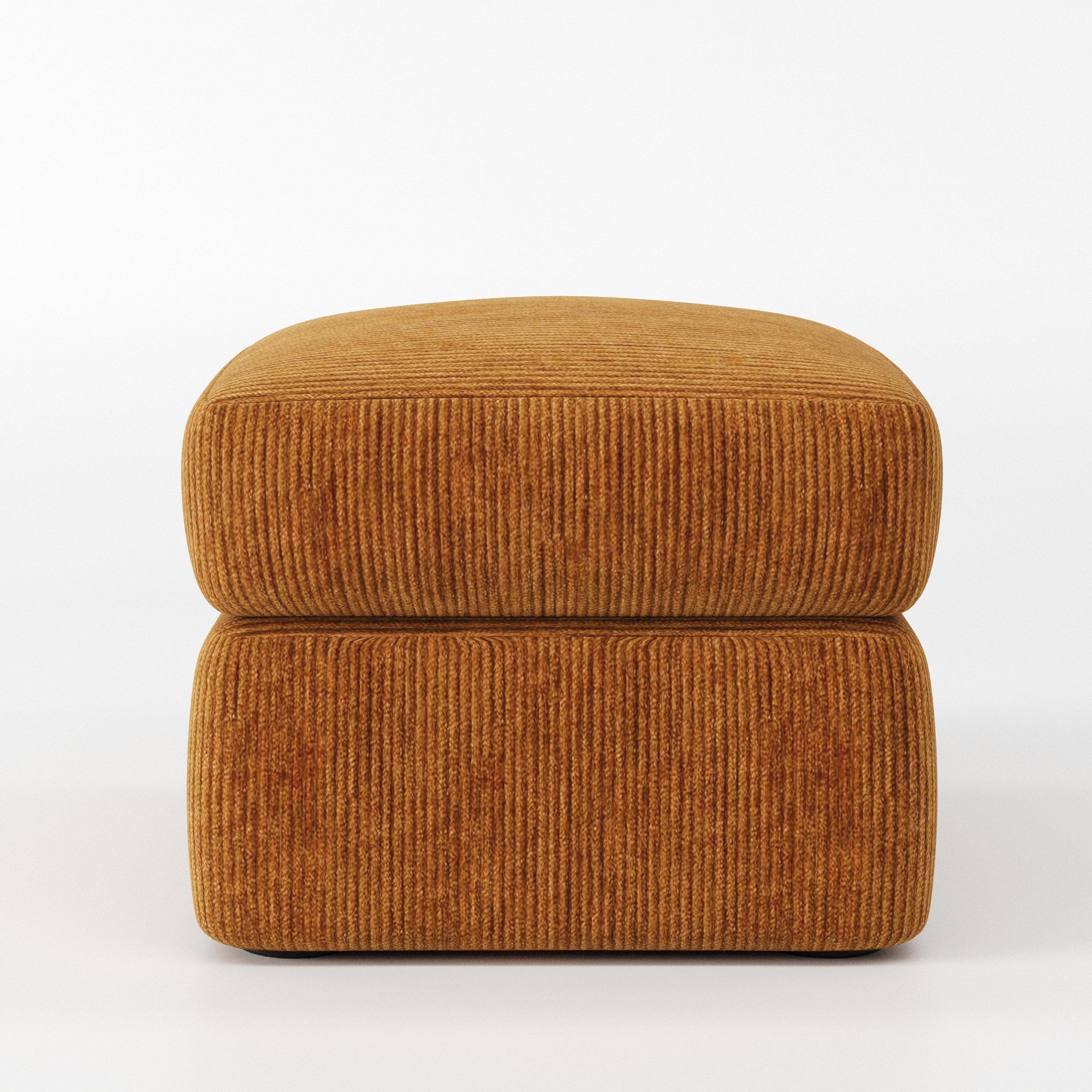 Coniston footstool in Caldey Velvet Corduroy Tobacco shown front-on against a neutral studio backdrop.