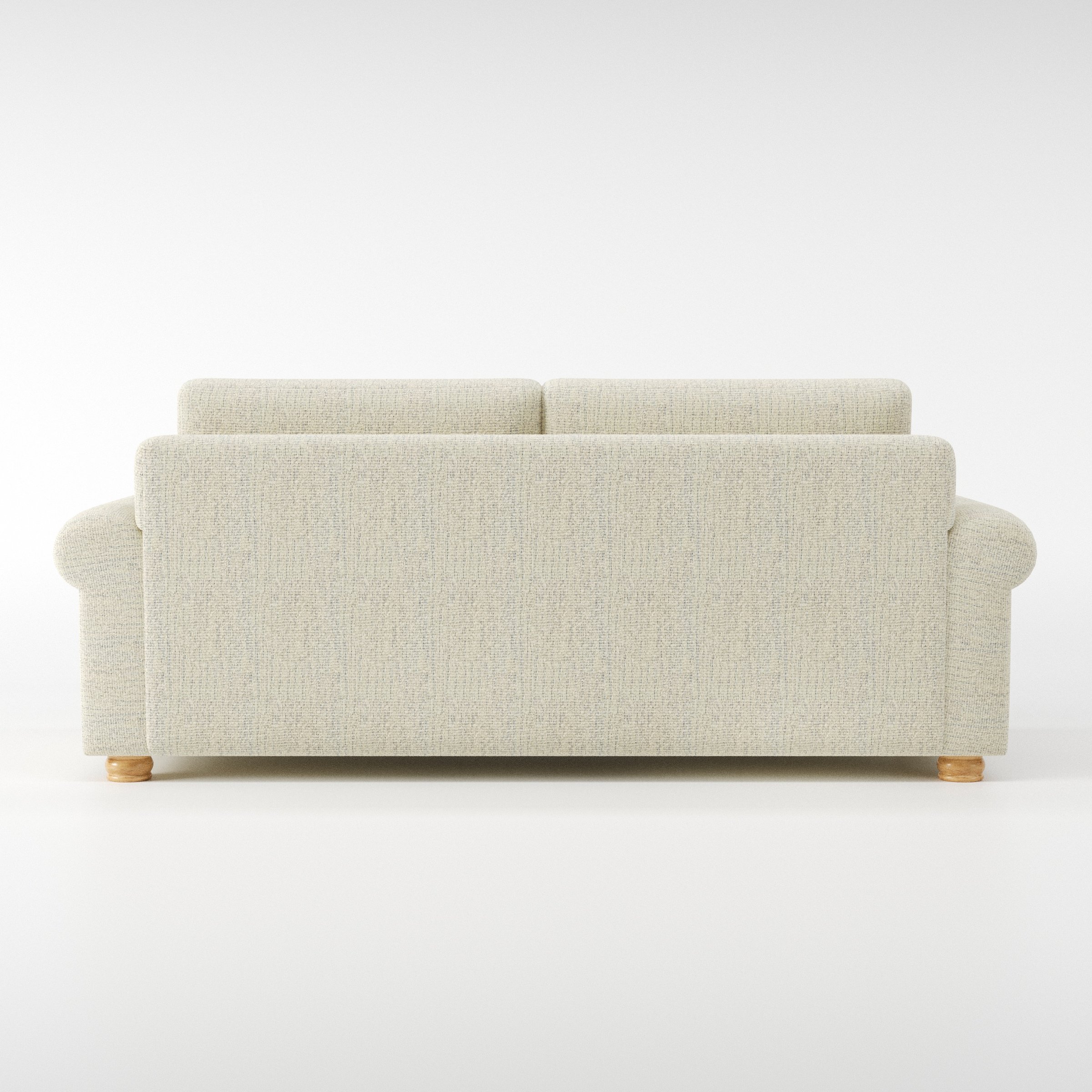 Anna Lee sofa in Orsay Boucle Cream and Marine shown from the rear highlighting back cushions and upholstery finish.
