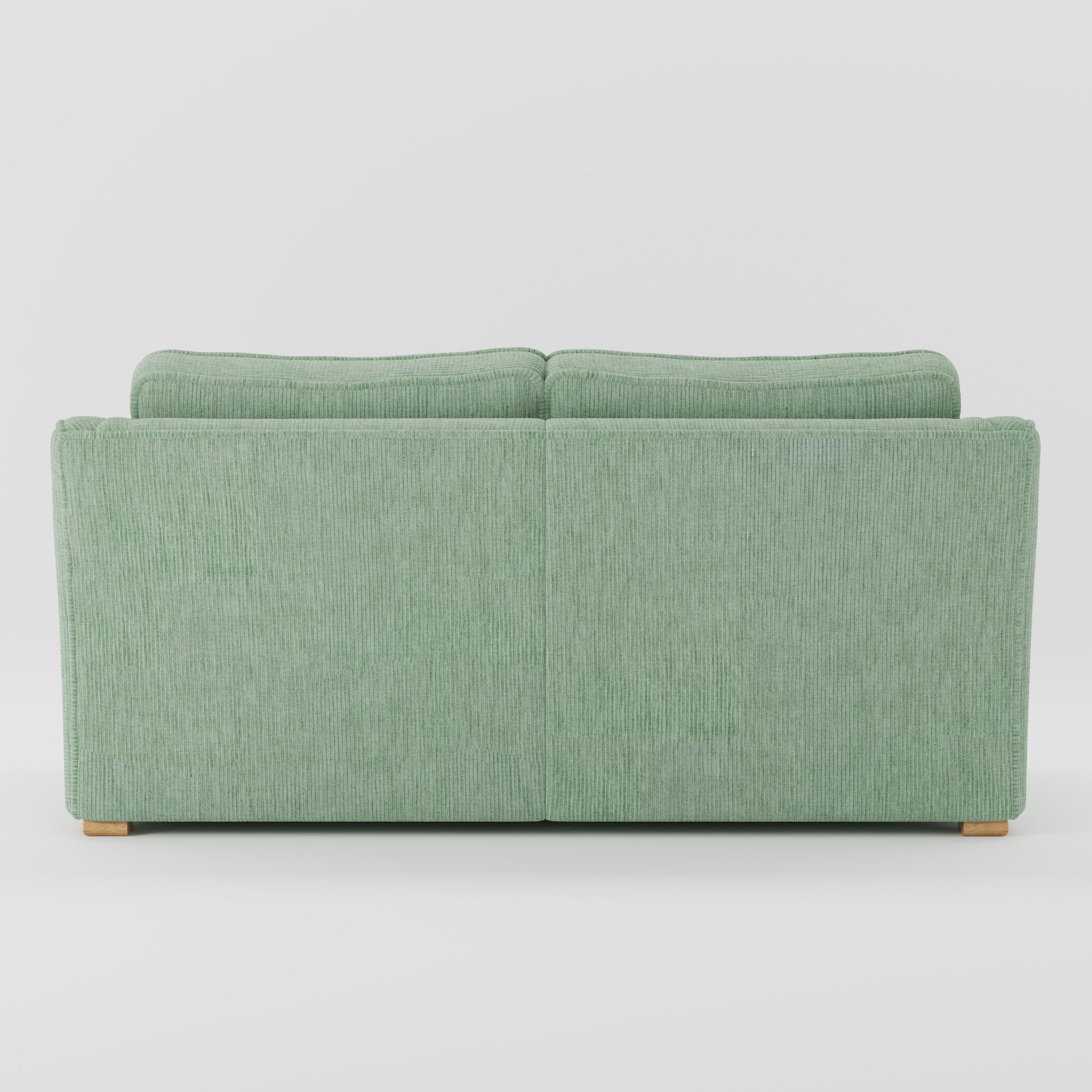 Cashel sofa in Caldey Velvet Corduroy Eucalyptus shown from the rear highlighting back cushions and upholstery finish.