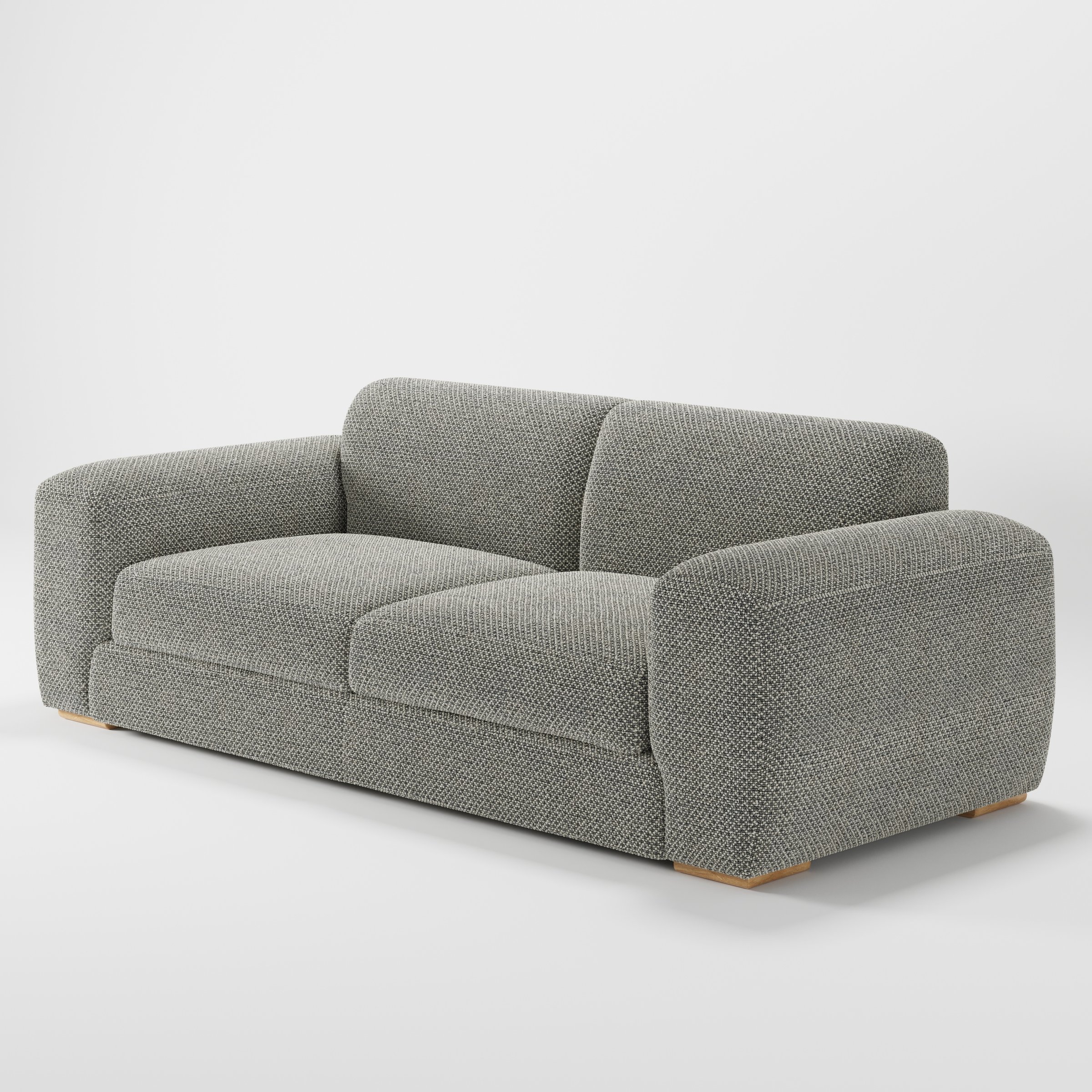 Darwell sofa in Rousay Wool Blend Tar and Chalk shown at a diagonal angle highlighting arm profile and seat depth.