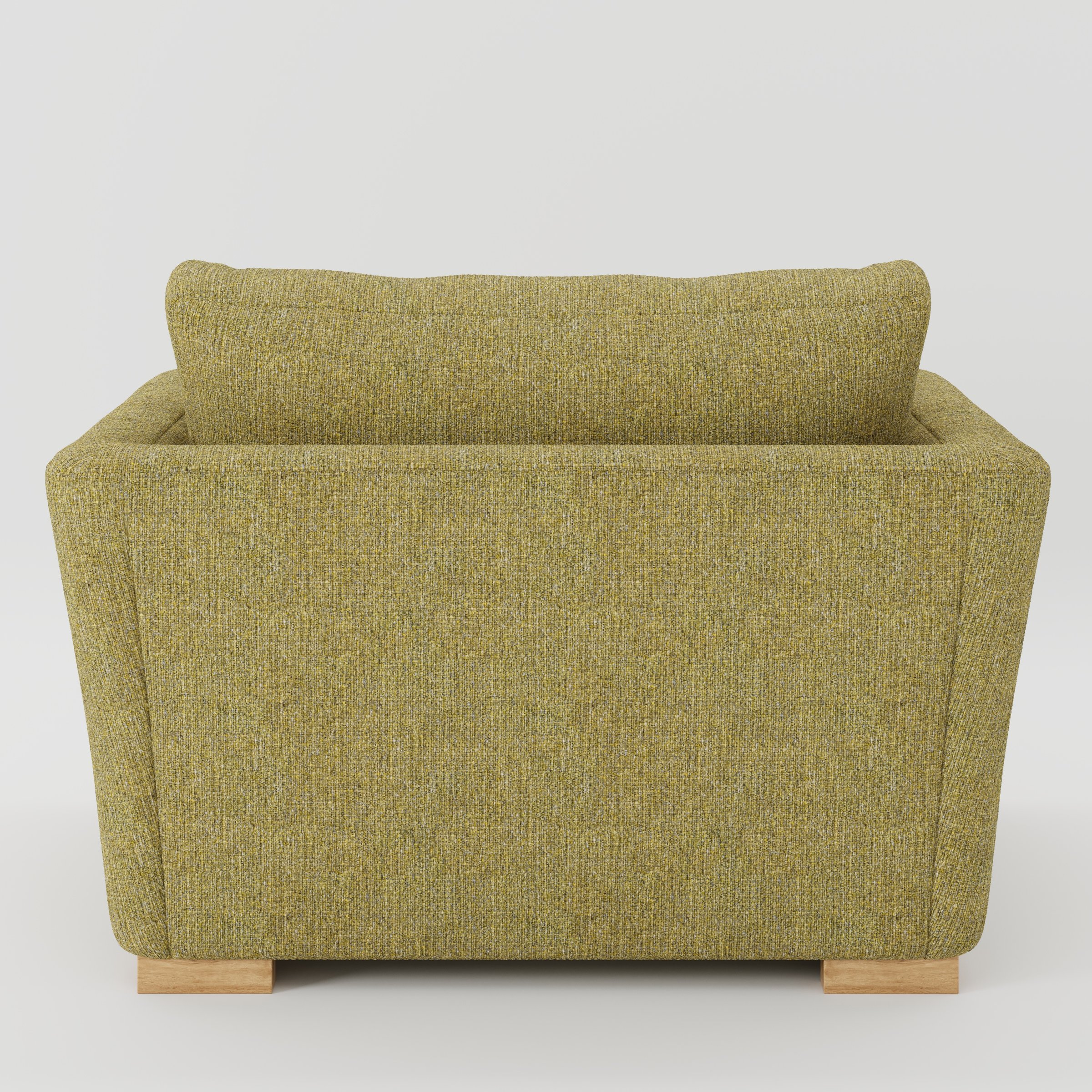 Stowe armchair in Heyling Tweed Sencha shown from the rear highlighting backrest shape and upholstery finish.