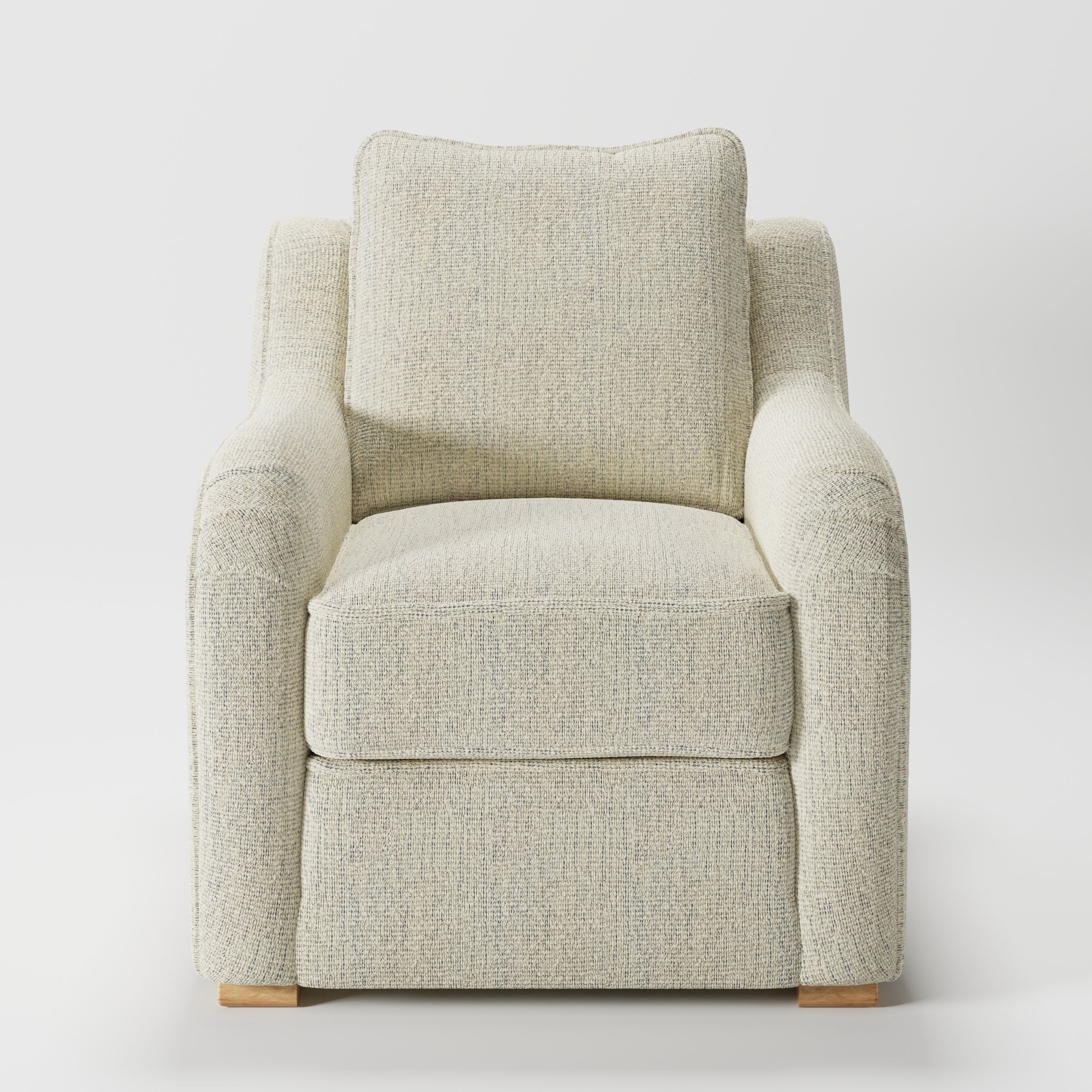 Cashel armchair in Orsay Boucle Cream and Marine shown front-on against a neutral studio backdrop.