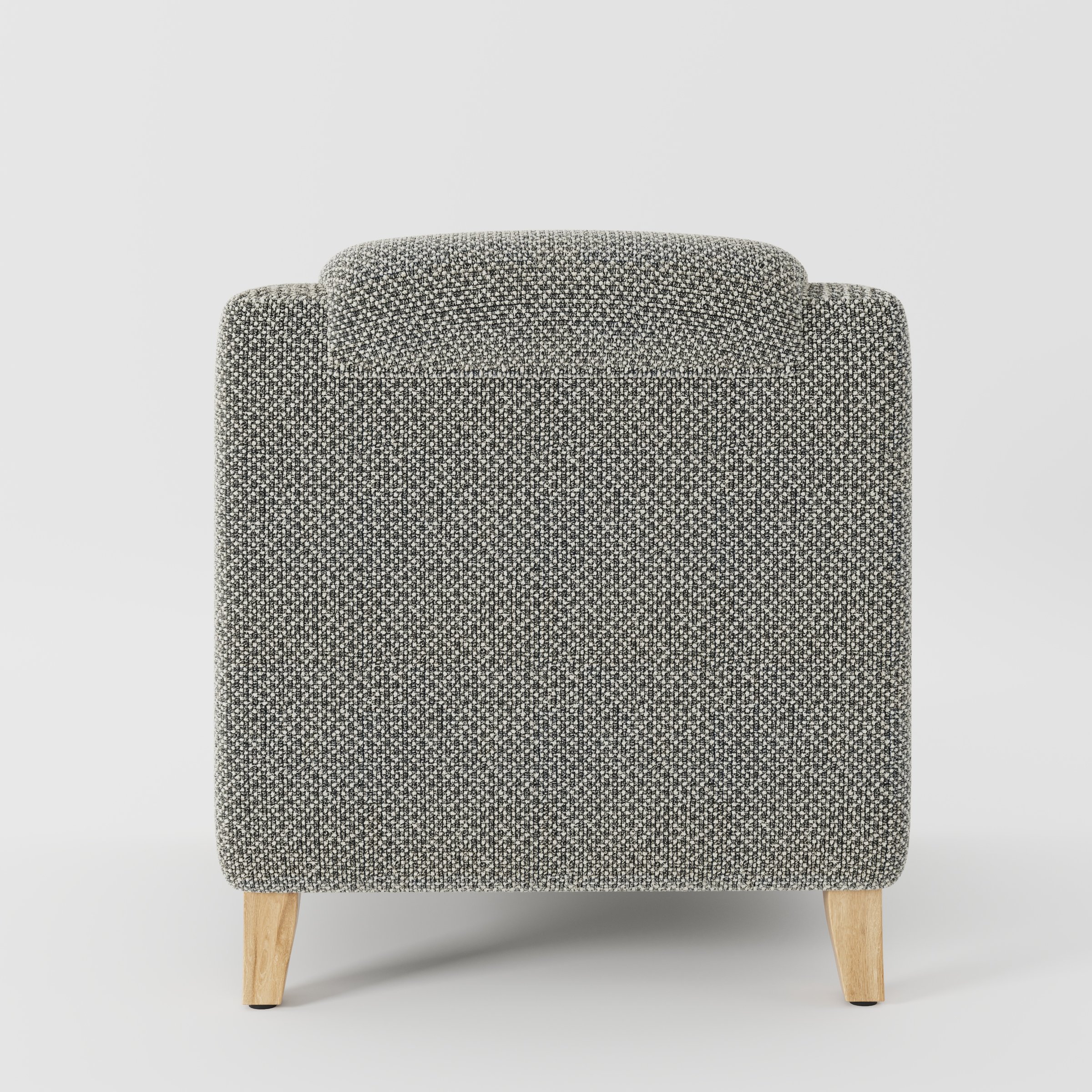 Erne armchair in Rousay Wool Blend Tar and Chalk shown from the rear highlighting backrest shape and upholstery finish.