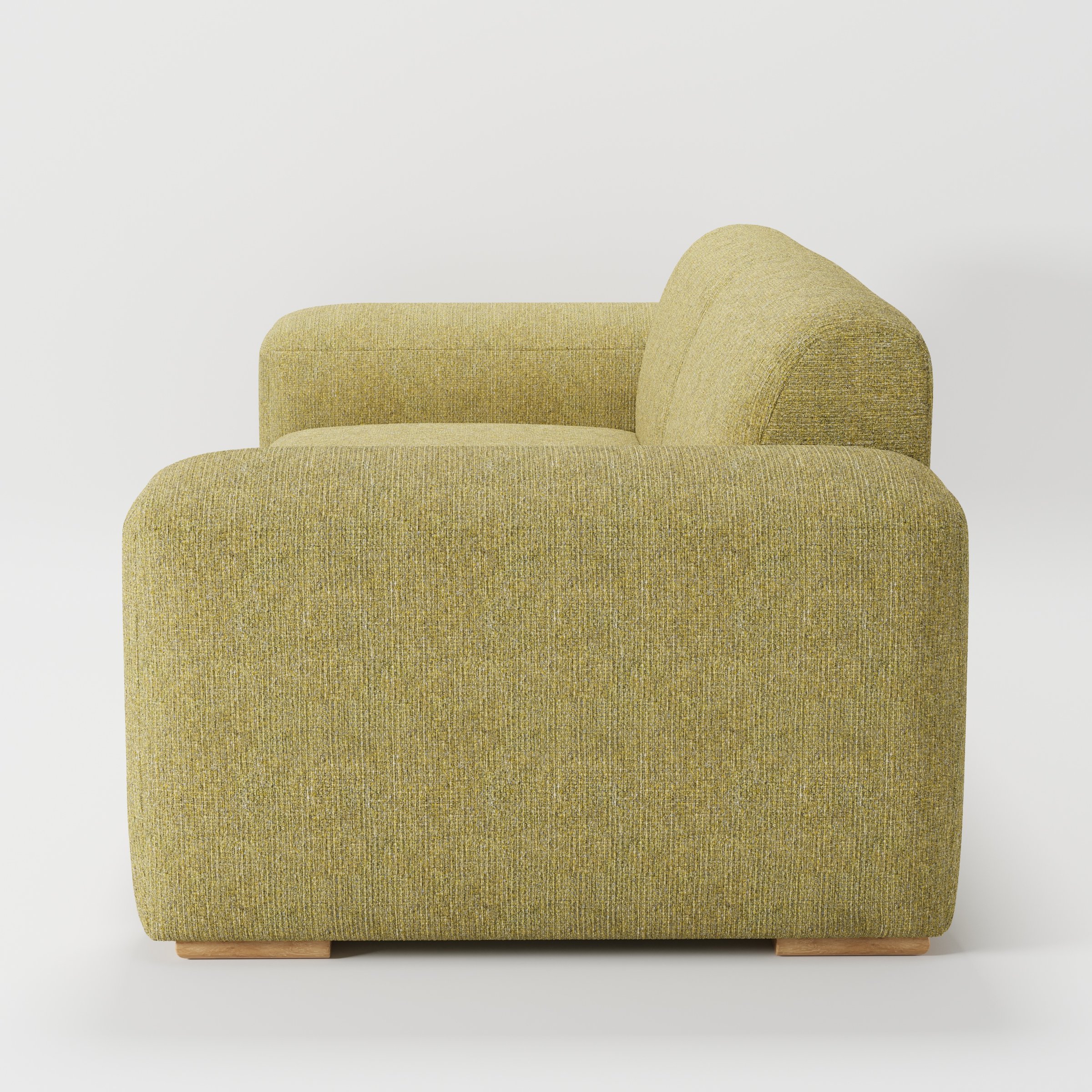 Darwell sofa in Heyling Tweed Sencha shown in side profile displaying proportions and overall silhouette.