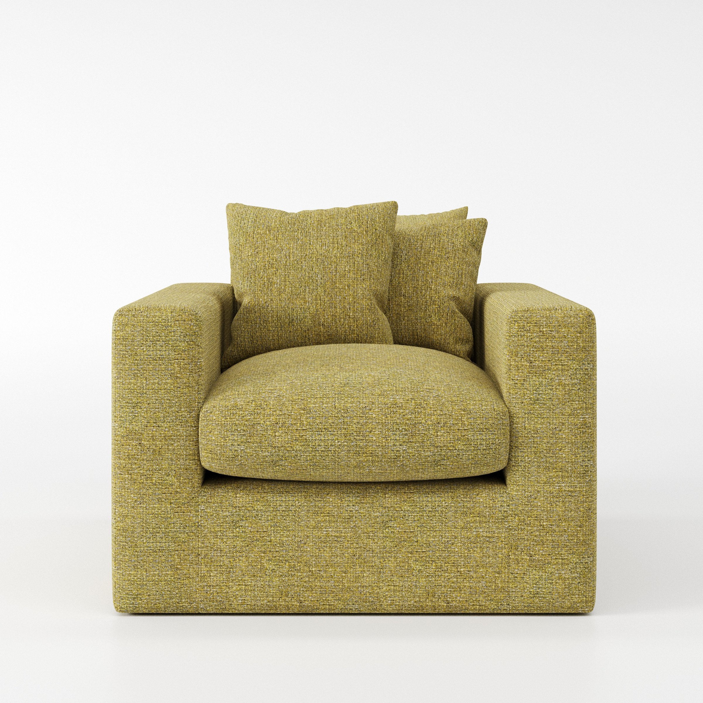 Coniston armchair in Heyling Tweed Sencha shown front-on against a neutral studio backdrop.