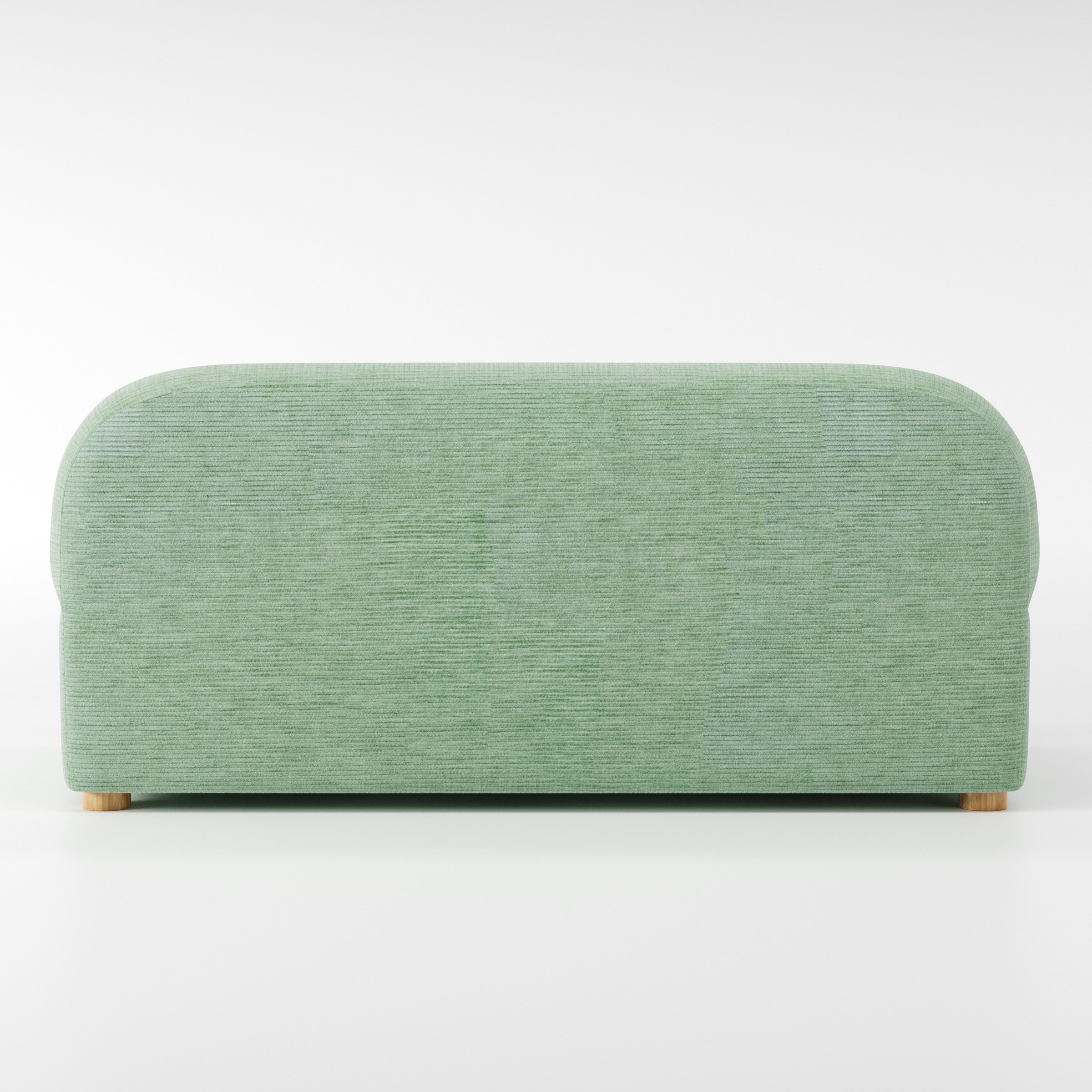 Awe sofa in Caldey Velvet Corduroy Eucalyptus shown from the rear highlighting back cushions and upholstery finish.