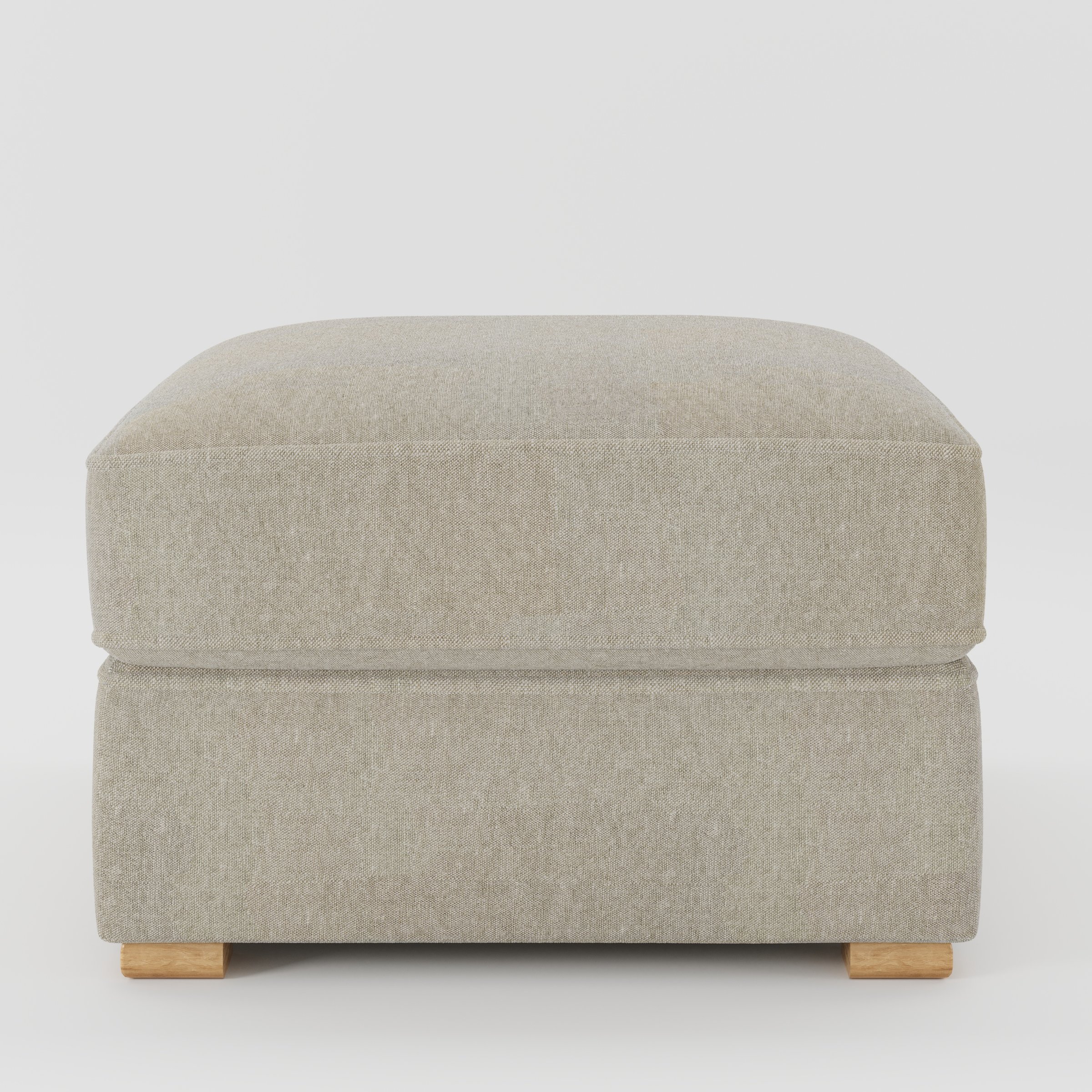 Cashel footstool in Alderney Linen Oatmeal shown front-on against a neutral studio backdrop.