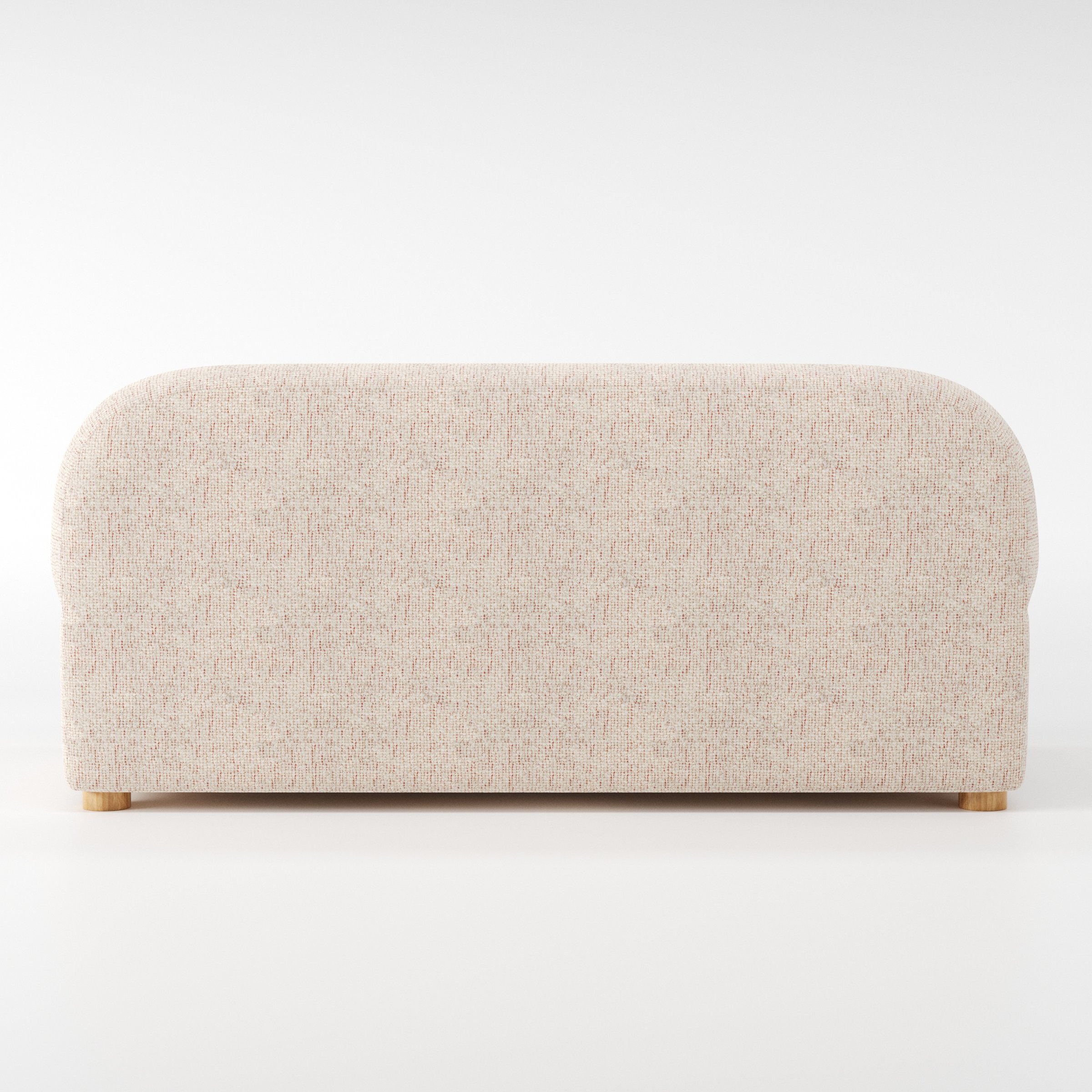 Awe sofa in Orsay Boucle Cream and Copper shown from the rear highlighting back cushions and upholstery finish.