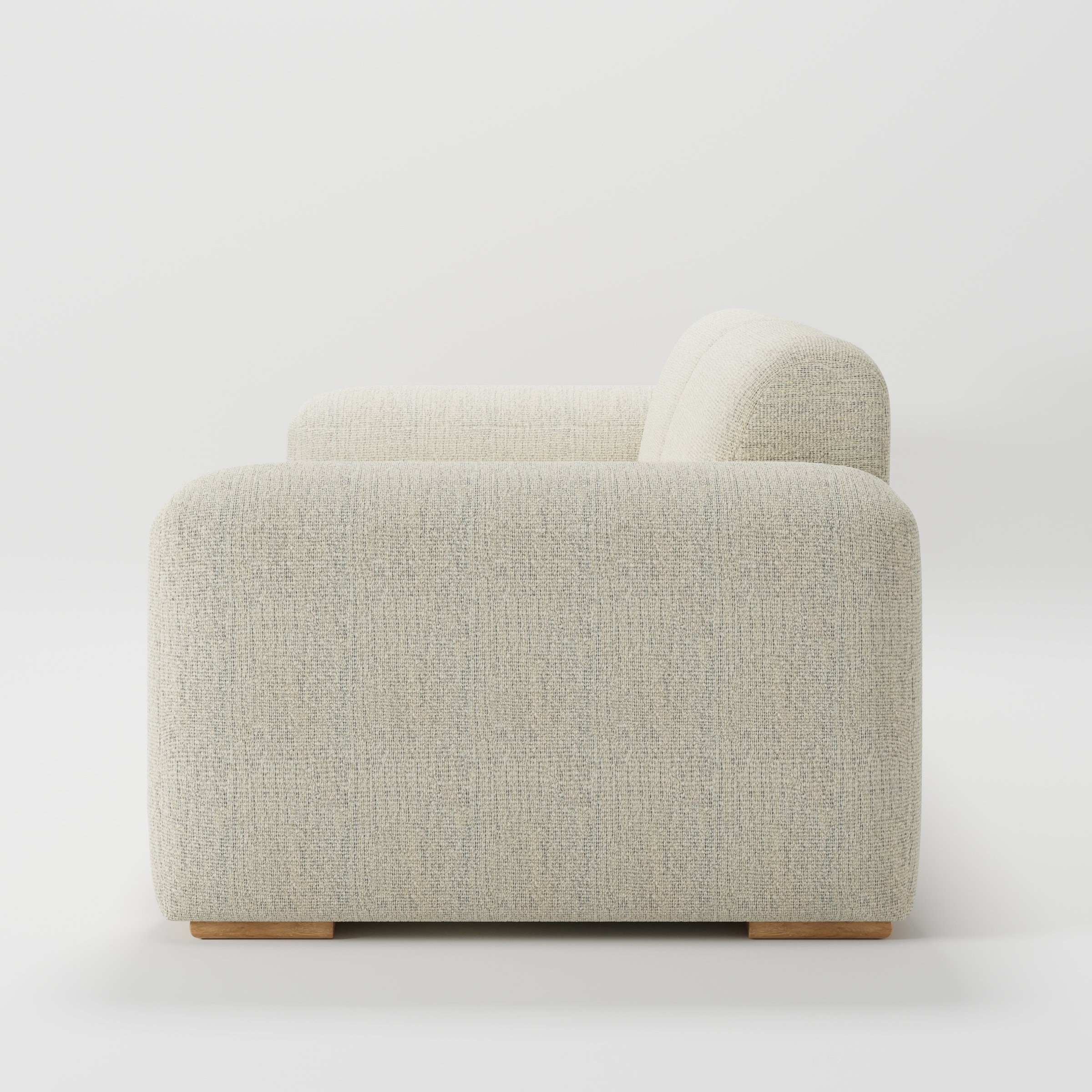 Darwell sofa in Orsay Boucle Cream and Marine shown in side profile displaying proportions and overall silhouette.