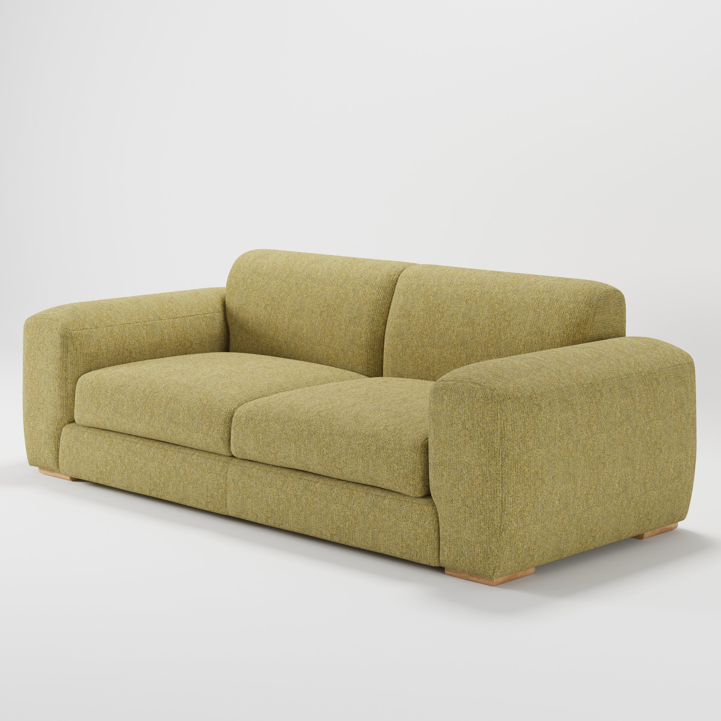 Darwell sofa in Heyling Tweed Sencha shown at a diagonal angle highlighting arm profile and seat depth.