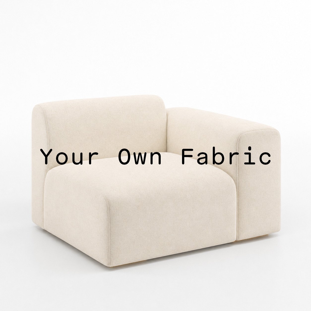 Diagonal view of the Drumquin right-hand unit upholstered in customers own material calico cotton fabric.